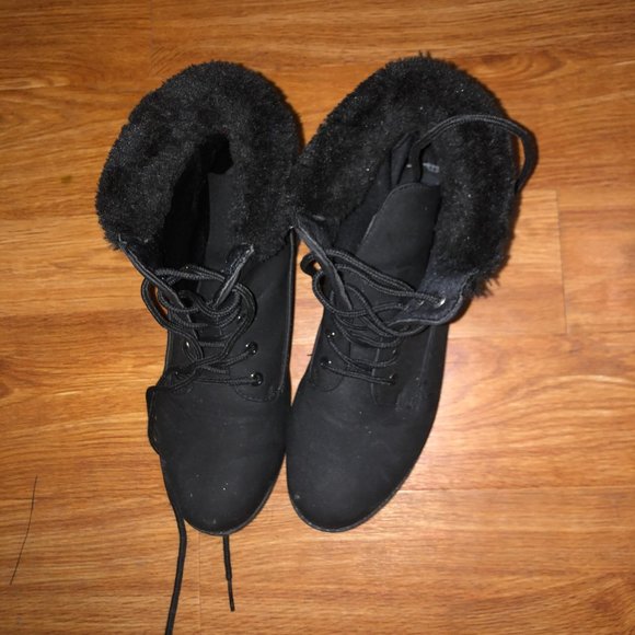 Black Ankle Combat Boots - Picture 3 of 4